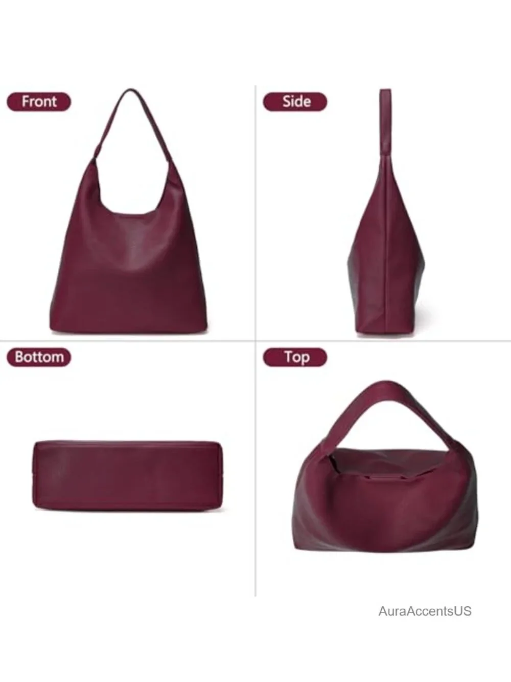Hobo Bags for Women Soft Vegan Leather Slouchy Tote Shoulder Handbag Work Travel